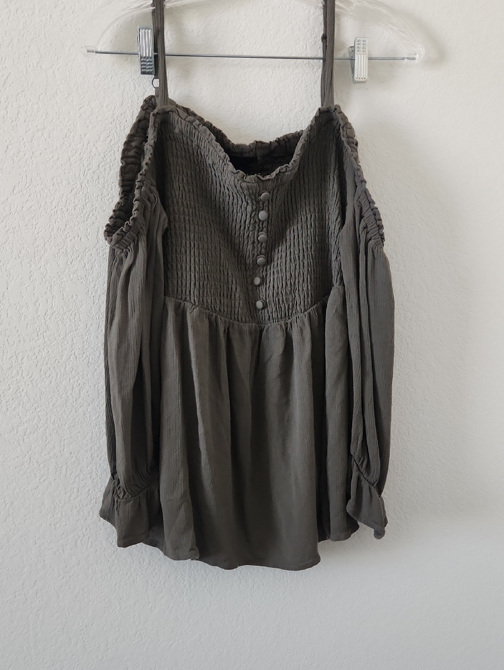 Torrid Olive Green Smocked Top with Elastic Detail